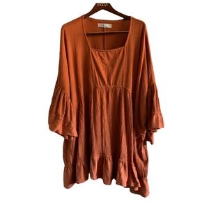 Free People FP Beach El Mar Mini Dress Sz S Swim Cover in Terracotta Orange